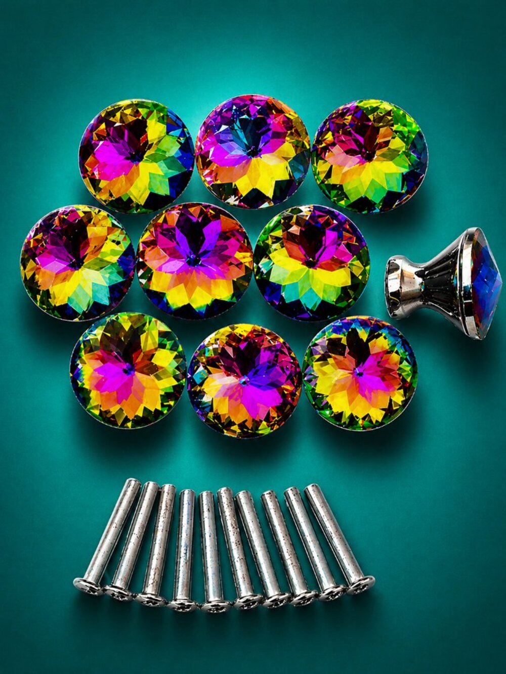 Crystal Knobs Wall Hooks - Set of 10 Crystal Vanity Drawers - Cabinets - Doors - Picture 5 of 11